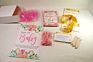 Giochi Baby Shower Ragazze Misura Pancia Mamma Gioco Rosa Gioco Ciucci e Segni - Foto 1 di 20
