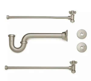 New Brushed Nickel Bathroom Trim Kit for Copper Pipe Extra Long P-Trap- From - Picture 1 of 1