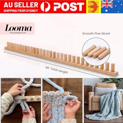 Wooden Loom Frame for DIY Throw Blankets Chunky Knit Blanket Kit Hand Knitting - image 1 of 4