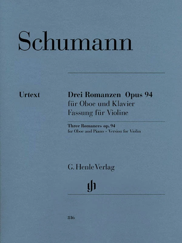 Schumann 3 Romances Oboe Piano Op 94 Violin Version Henle Urtext Music Book - Image 1 of 1