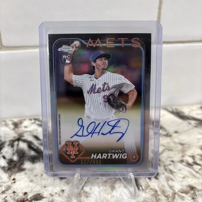 2024 Topps Chrome Grant Hartwig Refractor Rookie Auto /499 #RA-GH New York Mets - Image 1 of 2