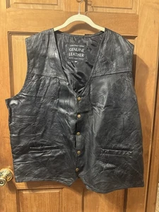 Schwarze Lederweste Herren Navarre Leather Company italienisches Steindesign Vintage 3XL - Bild 1 von 10