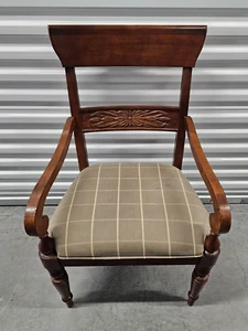 Ethan Allen British Classics Carved Arm Chair, Item #29-6401A in #260 Cinnabar B - Picture 1 of 18
