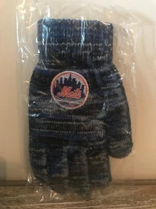 NEW Sports Crate NY NEW YORK  METS ADULT Baseball Knit Knitted Winter Gloves - Picture 1 of 2