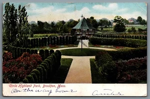 Postcard Brockton Massachusetts c1906 Circle Highland Park CDS Flag Cancel - Bild 1 von 2