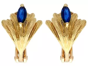 0.50ct Sapphire and 18ct Yellow Gold Earrings by Mellerio - Vintage Circa 1980 - Picture 1 of 9
