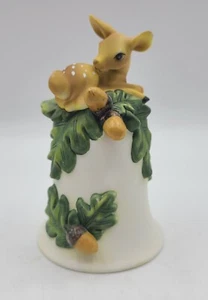 Bambi Ciervo Bellotas Hojas Cerámica Cerámica Porcelana Campana Bisque De Colección - Imagen 1 de 8