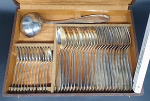 Antik Art Deco 37-teiliges Besteck der  Fa.  Apollo, Paris versilbert im Kasten - Bild 1 von 9