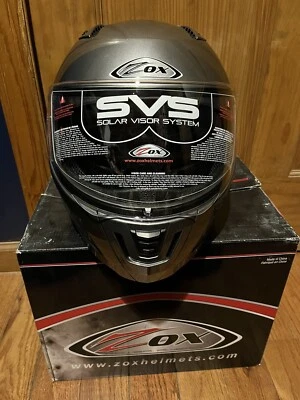 Casco de motocicleta Zox Condor SVS plateado oscuro con sistema de visión solar adulto XS Foto 1 de 4