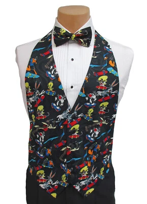 Men's Looney Tunes Tuxedo Vest and Bow Tie Bugs Bunny Tweety Daffy Duck L(44-52) - Image 1 of 4