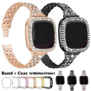 For Fitbit Versa 4 3 / Sense 2 1 Diamond Bling Watch Band Wrist Strap + PC Case - Picture 1 of 42