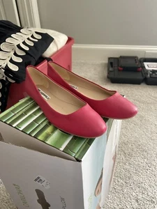 New KARL LAGERFELD-Paris-Hot Pink Leather Ballet Flats-Size 6.5 - Picture 1 of 2