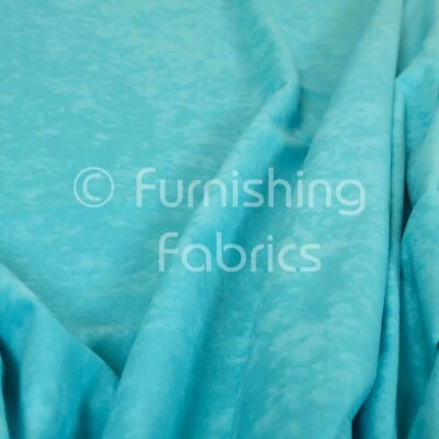 Quality Lightweight Low Pile Velour Plain Teal Blue Curtain Upholstery Fabric - Image 1 of 4