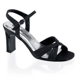 3" Black Criss Cross Bridesmaid Formal Prom Homecoming Low Block Heels Shoes - Picture 1 of 2