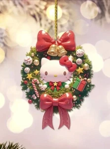 Christmas Decorative Hello Kitty Acrylic Christmas Decoration Flat Tree Ornament - Picture 1 of 4