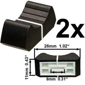 Sifam 2x MANOPOLE FADER CAP NERO 8mm slide potenziometro pentola di ricambio 26x11mm - Foto 1 di 5
