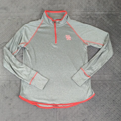 Houston Cougars Sweatshirt Women Large Stadium Gray Long Sleeve 1/4 Zip Cover