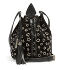 Saint Laurent Anja Tassel  Star/Heart Black Suede/Leather Bucket Small Bag