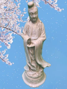 Chinese Asian Figure Statue 12 inches Retro Zen porcelain White Home Decoration - Picture 1 of 14