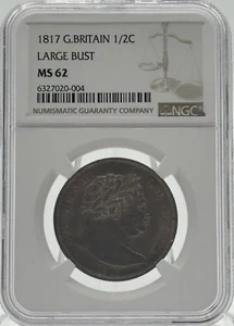 GREAT BRITAIN 1817 LARGE BUST 1/2 Crown NGC MS62 *STL - Picture 1 of 4