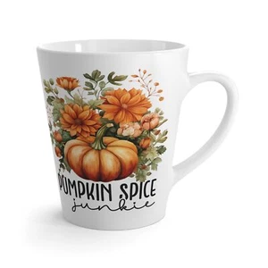 Best Floral Pumpkin Spice Junkie Latte  Mug, Best Latte Cup Ideal Gift, 12oz - Picture 1 of 5