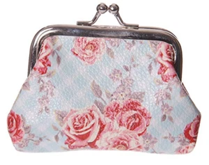 Mini-Münzbörse Portemonnaie Damen Blumen Rosa Rose 8 cm x 9,5 cm - Bild 1 von 1