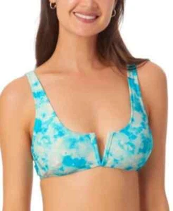 California Waves Womens Size M V-Wire Bikini Swim Top Blue Tie Dye - Picture 1 of 8
