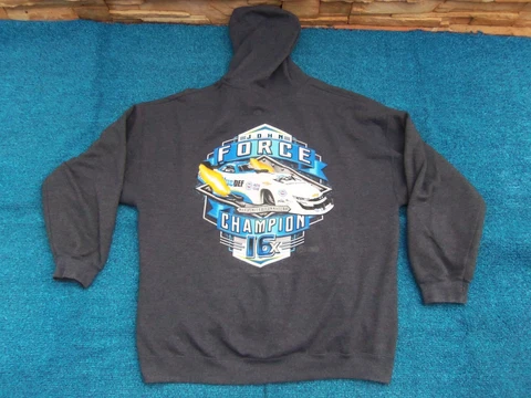 John Force 16X Champion 2XL Blue DEF Zippered Hoodie Cover