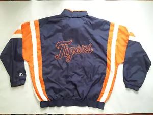 VINTAGE RARE STARTER DETROIT TIGERS FULL ZIPP WINDBREAKER JACKET IN SIZE XL - Picture 1 of 7