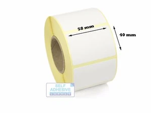 58mm x 40mm direct thermal labels, 500 Roll, 44mm core. Permanent Adhesive - Picture 1 of 1