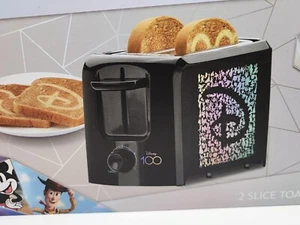 NIB Disney 100 Years of Wonder Mickey Mouse 2 Slice Toaster Black and Silver NEW - Picture 1 of 6