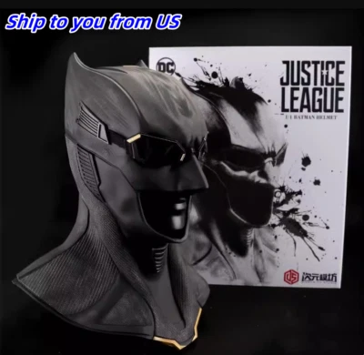 Anime Cosplay Mask Justice League The Batman Helmet 1/1 Life Size Prop Wearable - Image 1 of 4