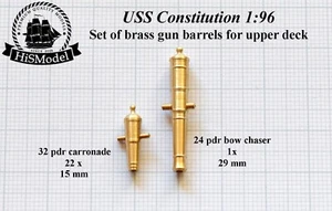 Revell USS Constitution, United States 1:96 - set of 23 brass guns on upper deck - Picture 1 of 9