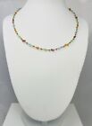 15.75" 14k Solid Gold Cable Necklace With Rainbow Gemstones (4882)