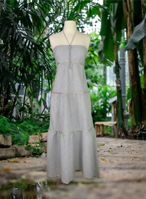 Thread Social Halter Dress Size 0 Gray Pinstripe Seersucker Spring Party Event - Image 1 of 4