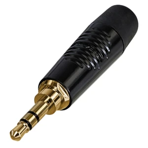 Rean RTP3C-B 3.5mm Stereo Mini Jack Plug Gold Contacts Black 4mm Cable Diameter - Picture 1 of 2