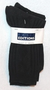 Basic Editions 3 Pair Boy's Black Dress Socks Shoe Size 9-2.5 - Picture 1 of 1
