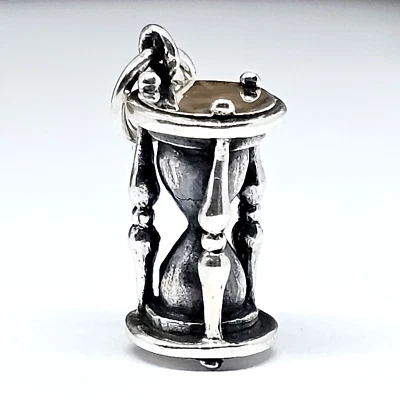 Hour Glass Charm 925 Sterling Silver Sands Of Time Bracelet Pendant Jewellery - Image 1 of 4