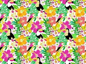 Michael Miller Tropischer Tukan Blumen Baumwollstoff Vogel Meterware - Bild 1 von 5