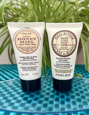 Perlier Hand Cream Duo Honey Miel & Shea Butter 1oz Ea Italy New Travel Size Lot - Image 1 of 4