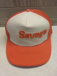 Vintage Savage Firearms Young An Snapback Trucker Cap Mütze Mesh Orange Osfa 80er - Bild 1 von 22