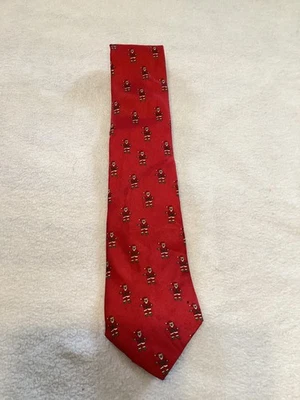 Corbata de seda exclusiva de Saks Fifth Avenue roja Santa hecha en EE. UU. Foto 1 de 3