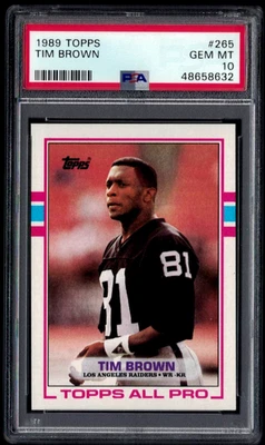 Topps RC #265 1989 Tim Brown Hof PSA 10 gemas como nuevo novato Heisman #48658632 Foto 1 de 2