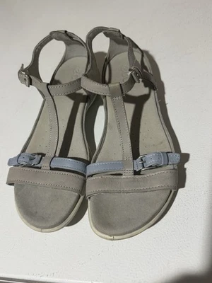 Sandalias Ecco para mujer con tiras azules y grises talla 8 Foto 1 de 4