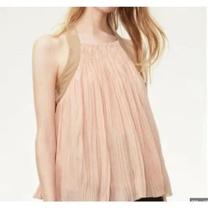Aritzia Wilfred Le Fou Valcourt Pleated Sheer Blouse Blush Pink- Small Romantic - Picture 1 of 13