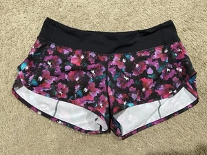 Lululemon Speed Shorts 3” Mini Midnight Bloom Nero Deep Fushia Donna Taglia 8 - Foto 1 di 17