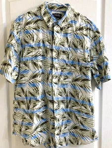 Chaps Shirt Men XL Hawaiian Leaf  Button Up Cotton Short Sleeve Multicolor - Picture 1 of 10