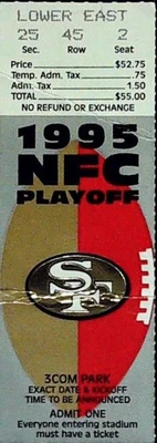Brett Favre x2 TDs Upset Rice Young 49ers Packers 1995 NFC Ticket Stub 1/6/96 - Image 1 of 2