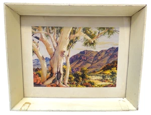 VINTAGE ALBERT NAMATJRA NT AUSTRALIAN FRAMED GUM TREE LANDSCAPE PAINTING PRINT - Bild 1 von 4