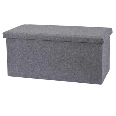 Aufbewahrungspuff dunkelgrau 38x76x40 cm Sitzhocker Sitztruhe Pouf Puff Sitzbank - Bild 1 von 4